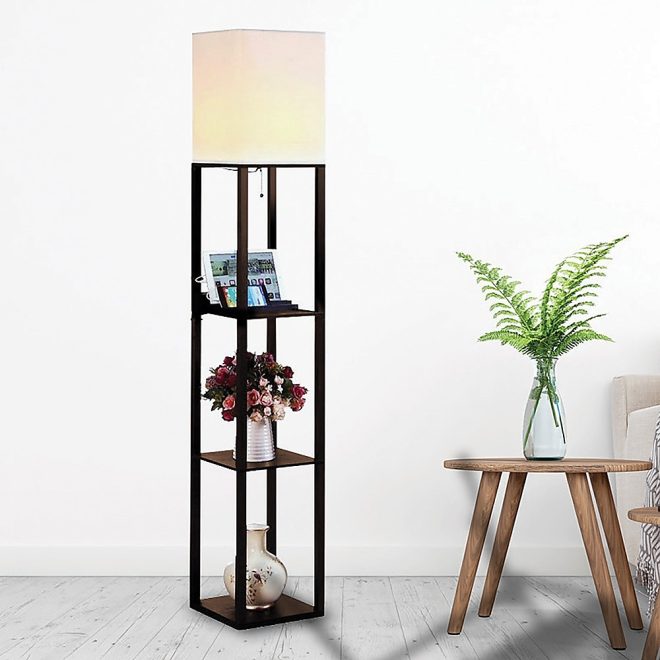 Shelf Floor Lamp – Shade Diffused Light Source with Open-Box Shelves