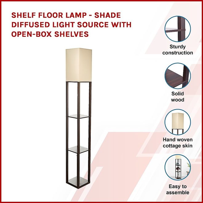 Shelf Floor Lamp – Shade Diffused Light Source with Open-Box Shelves