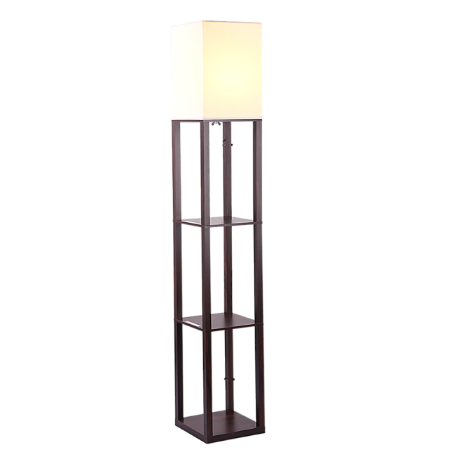 Shelf Floor Lamp – Shade Diffused Light Source with Open-Box Shelves