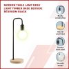 Modern Table lamp Desk Light Timber Base Bedside Bedroom – Black