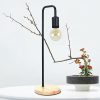 Modern Table lamp Desk Light Timber Base Bedside Bedroom – Black