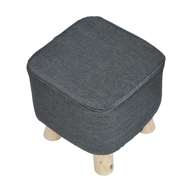 Fabric Ottoman Foot Stool Rest Pouffe Footstool Wood Storage Padded Seat – Charcoal