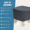 Fabric Ottoman Foot Stool Rest Pouffe Footstool Wood Storage Padded Seat – Charcoal