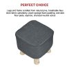 Fabric Ottoman Foot Stool Rest Pouffe Footstool Wood Storage Padded Seat – Charcoal