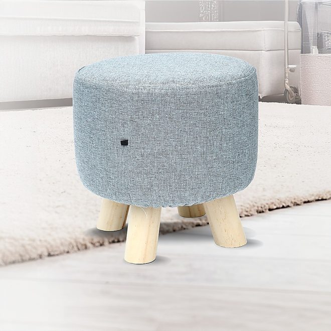 Fabric Ottoman Foot Stool Rest Pouffe Footstool Wood Storage Padded Seat – Grey