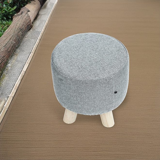 Fabric Ottoman Foot Stool Rest Pouffe Footstool Wood Storage Padded Seat – Grey