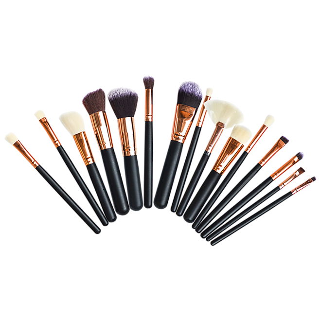 Soft 15Pcs Pro Face Powder Makeup Brushes Set Eyeshader Blending Highlight Tools