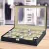 Watch Box – 24 Slot Luxury Display Case With Framed Glass Lid