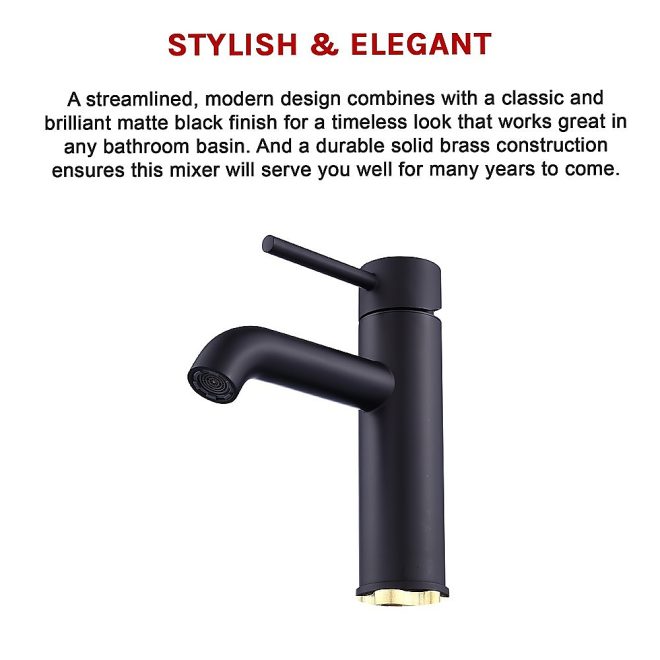 Basin Mixer Tap Faucet -Kitchen Laundry Bathroom Sink. – Black