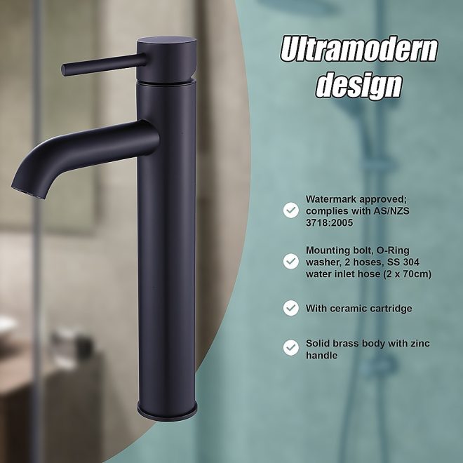 Basin Mixer Tap Faucet -Kitchen Laundry Bathroom Sink, – Black