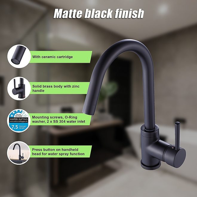 Kitchen Mixer Tap Faucet Basin Laundry Sink. – Black