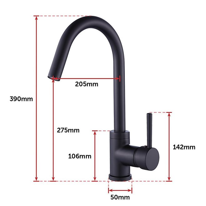 Kitchen Mixer Tap Faucet Basin Laundry Sink. – Black