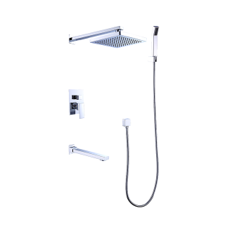 8″ Rain Shower Head Straight Wall Arm Mixer Set Wall Bath Spout Outlet Tap