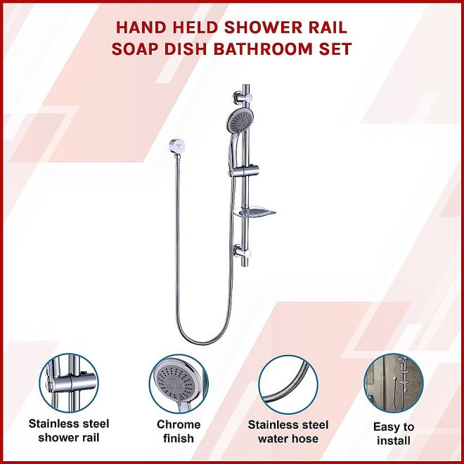 Hand Held Shower Rail Soap Dish Bathroom Set