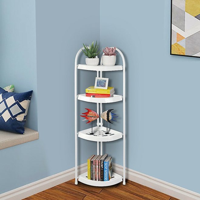 Shower Corner Shelf White Caddy Bathroom Shelves Organiser Bath Storage Rack 4