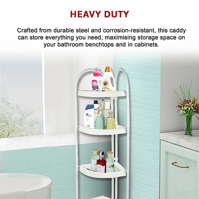 Shower Corner Shelf White Caddy Bathroom Shelves Organiser Bath Storage Rack 4