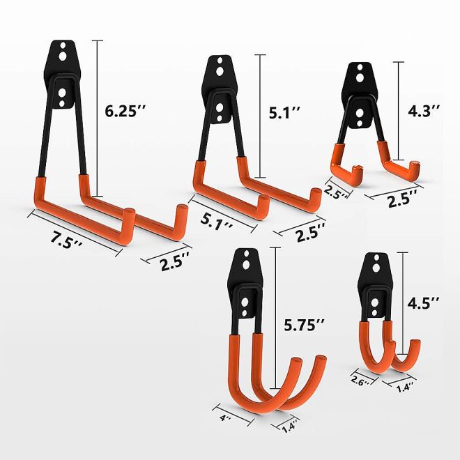 12-Pack Wall Mount Garage Hooks Tool Storage Workshop Organiser Heavy Duty Steel