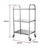 3 Tiers Food Trolley Cart Stainless Steel Utility Kitchen Dining Service