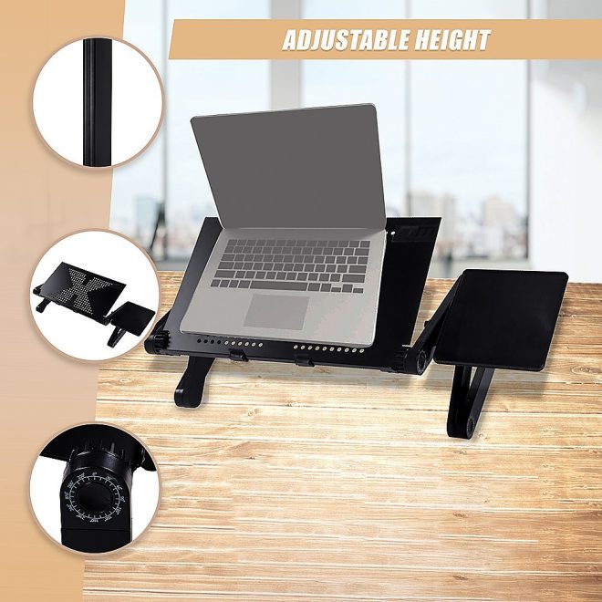 Aluminium Alloy Folding Laptop Computer Stand Desk Table Tray On Bed Mouse