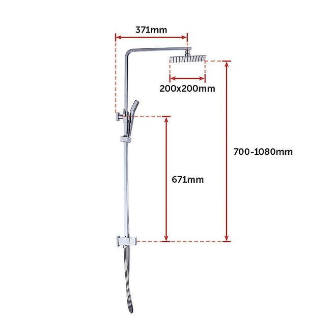 WELS 8″ Rain Shower Head Set Square Dual Heads Faucet High Pressure Hand Held. – Chrome