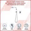 WELS 8″ Rain Shower Head Set Square Dual Heads Faucet High Pressure With Mixer, – Chrome