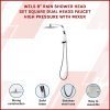 WELS 8″ Rain Shower Head Set Square Dual Heads Faucet High Pressure Hand Held, – Chrome