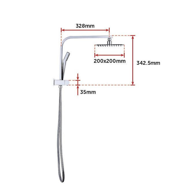 WELS 8″ Rain Shower Head Set Square Dual Heads Faucet High Pressure Hand Held, – Chrome