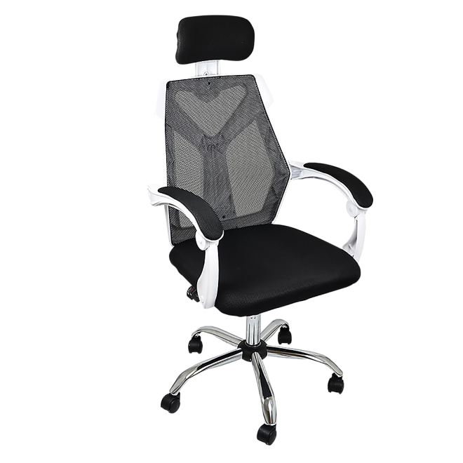 Office Chair Gaming Computer Chairs Mesh Back Foam Seat – White