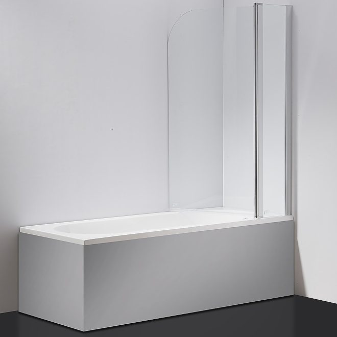 180° Pivot Door 6mm Safety Glass Bath Shower Screen By Della Francesca – 1000 x 1400 mm, Chrome