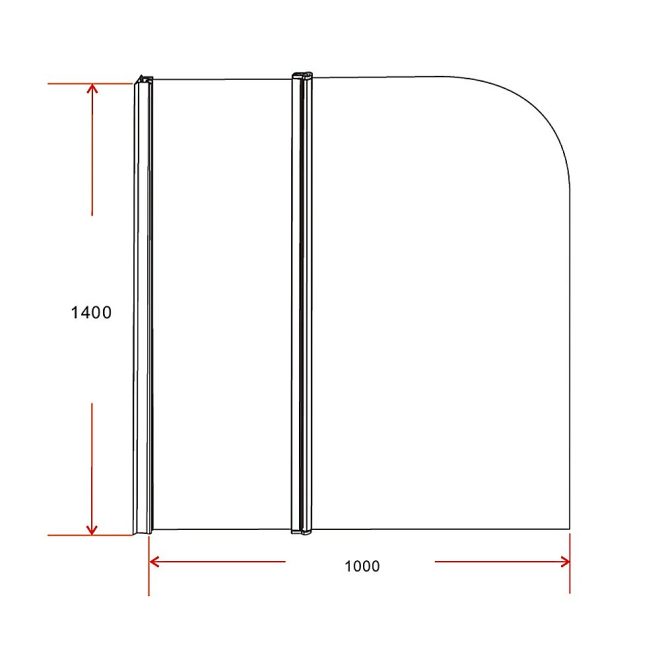 180° Pivot Door 6mm Safety Glass Bath Shower Screen By Della Francesca – 1000 x 1400 mm, Chrome