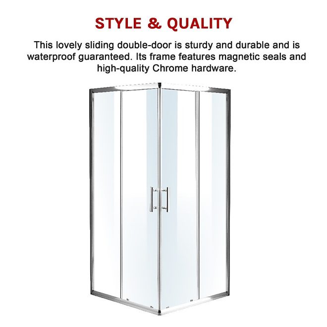 Sliding Door Nano Safety Glass Shower Screen By Della Francesca – 800 x 800 mm, Chrome