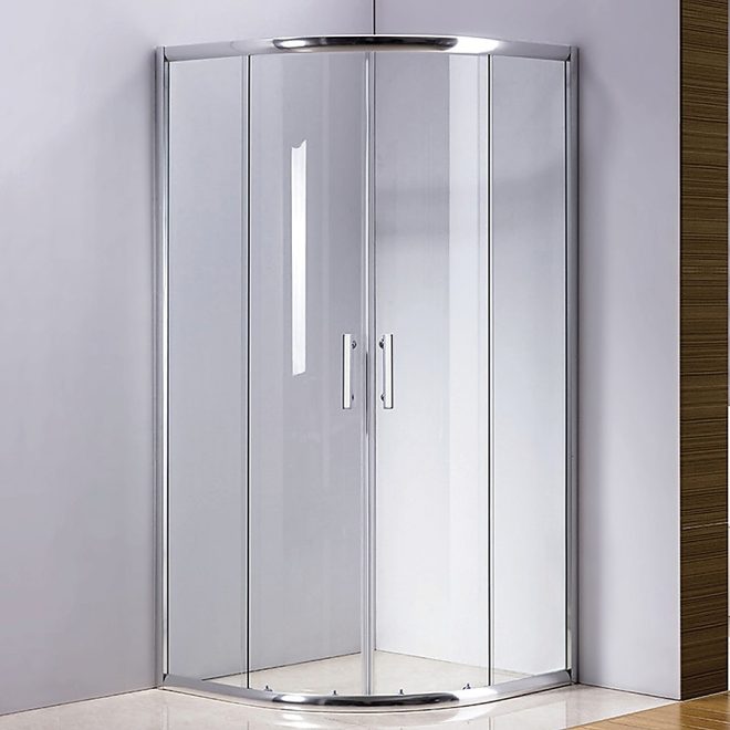 Rounded Sliding 6mm Curved Shower Screen with Base – 100 x 100 cm, Chrome