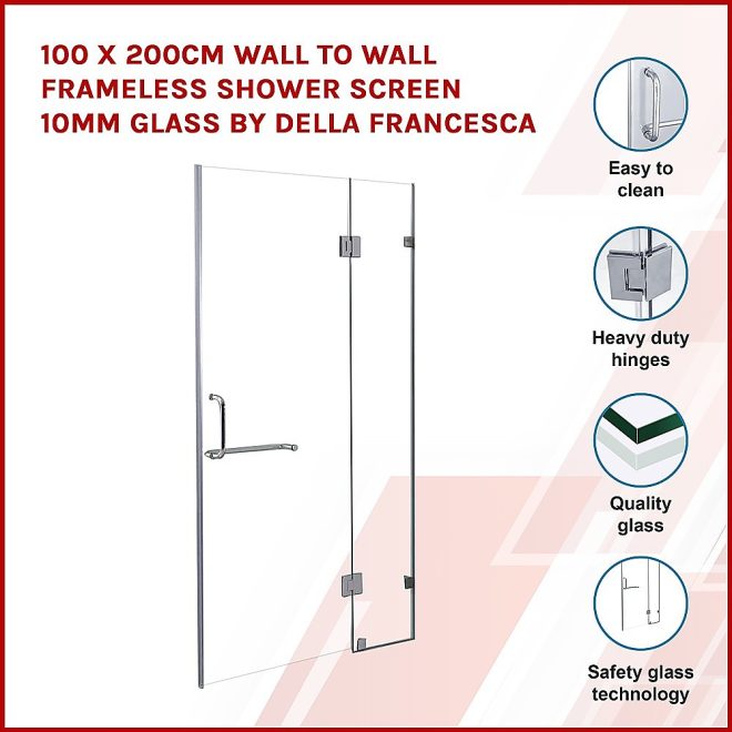 Wall to Wall Frameless Shower Screen 10mm Glass By Della Francesca