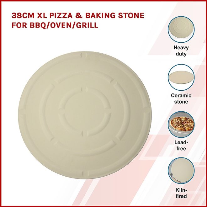 38cm XL Pizza & Baking Stone for BBQ/Oven/Grill