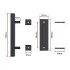 12″ Square Pull and Flush Door Handle Set Barn Door Hardware – Black