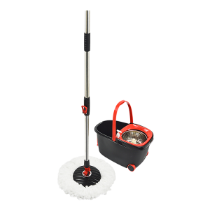 Spin Rotating Mop and Bucket Set with Wheels and 4 Microfibre Mop Heads