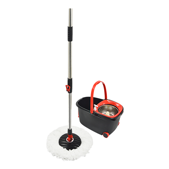 Spin Rotating Mop and Bucket Set with Wheels and 4 Microfibre Mop Heads