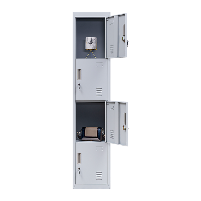 4 Door Locker for Office Gym – Grey, Standard Lock