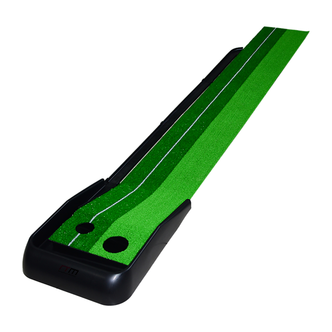 Indoor Practice Putting Green 2.5m Mat Inclined Ball Return Fake Grass 2 Holes