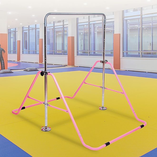 Kids Gymnastics Bars Training Horizontal Bar Monkey Kip Bar Pink