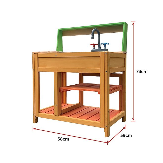 Childrens Outdoor Play Mud Kitchen Sand Pit with Display Shelf