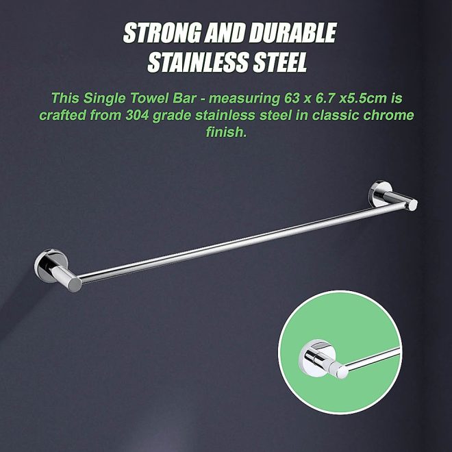 Classic Chrome Towel Bar Rail Bathroom – Single