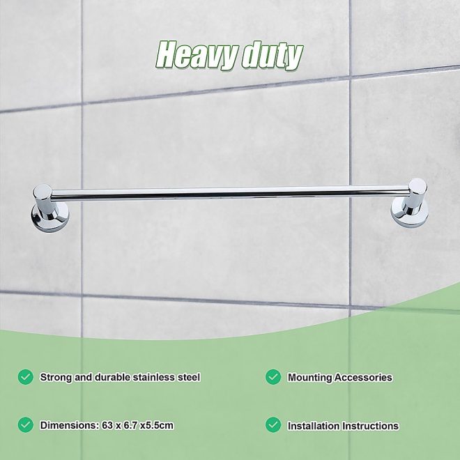 Classic Chrome Towel Bar Rail Bathroom – Single