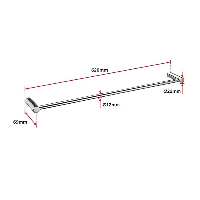 Single Towel Rail – 615 mm