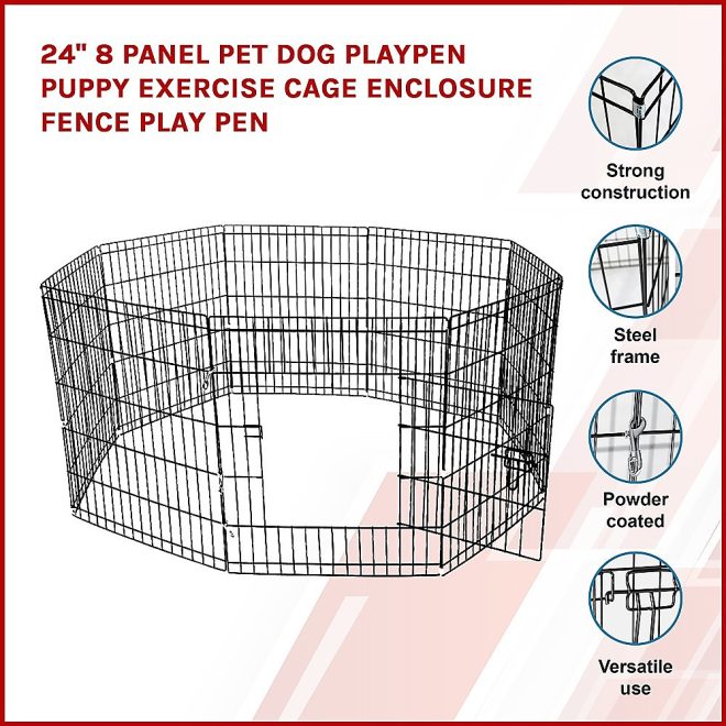 24″ 8 Panel Pet Dog Playpen Puppy Exercise Cage Enclosure Fence Play Pen