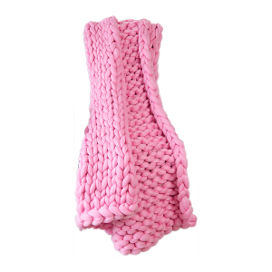 Hand Knitted Chunky Blanket Thick Acrylic Yarn Blanket Home Decor Throw Rug – Pink