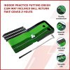 Indoor Practice Putting Green 2.5m Mat Inclined Ball Return Fake Grass 2 Holes