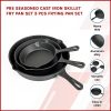 Pre Seasoned Cast Iron Skillet Fry Pan Set 3 Pcs Frying Pan Set