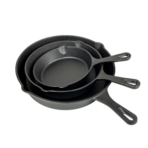 Pre Seasoned Cast Iron Skillet Fry Pan Set 3 Pcs Frying Pan Set