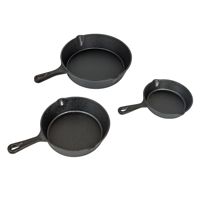 Pre Seasoned Cast Iron Skillet Fry Pan Set 3 Pcs Frying Pan Set